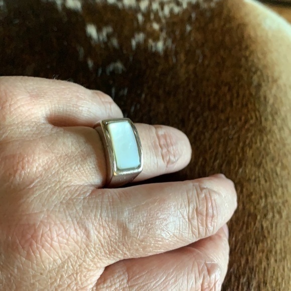 Rectangular white silver Ring size 7 - Picture 9 of 10